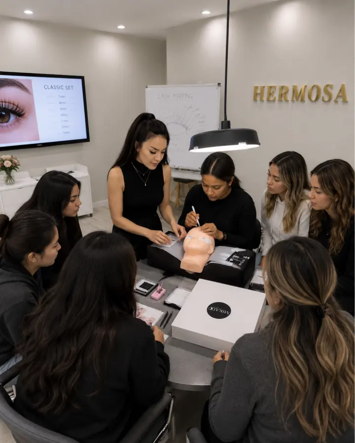 Mikado Aesthetics lash training session